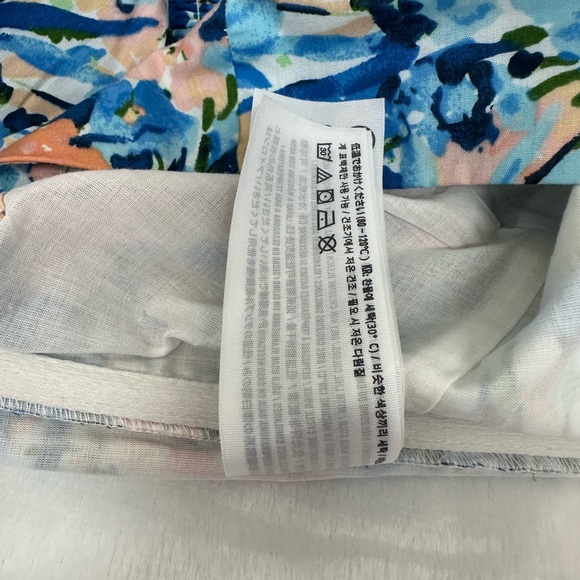 Abercrombie & Fitch Floral Crop Top Puff Sleeve Shirt Blue Pink medium blouse - Picture 13 of 13